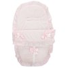 Plain Pink/Pink Car Seat Footmuff/Cosytoes With Large Bows & Lace